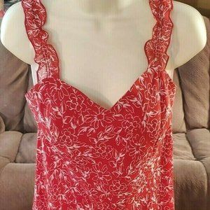 Connected Apparel Red/White Flower Summer Dress